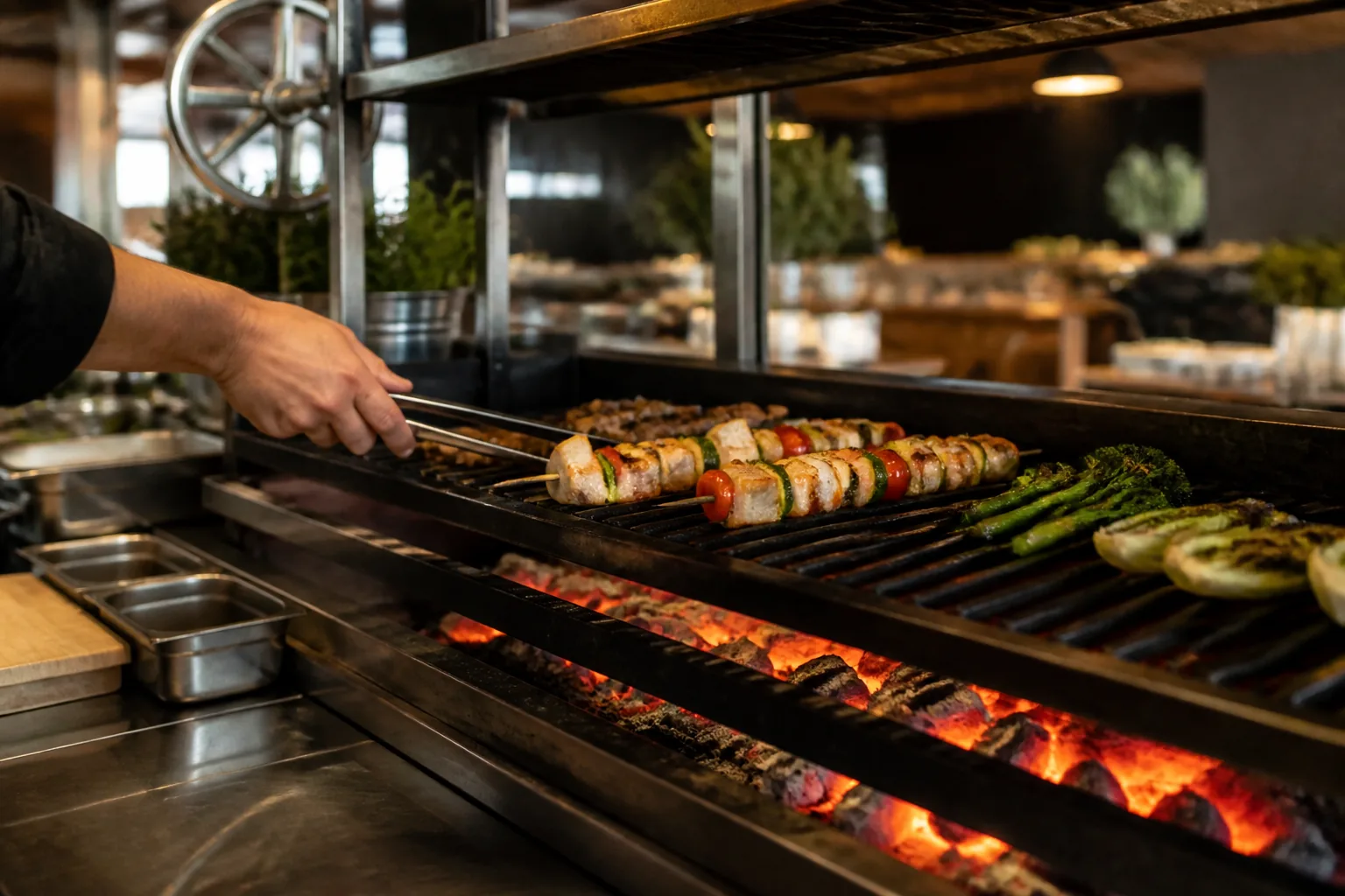 Professional restaurant charcoal grilling application